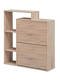 KADIMA DESIGN Garderoben<Moderner Schuhkipper MASSA Holz 2 Fächer Eiche 12 Paar Schuhe