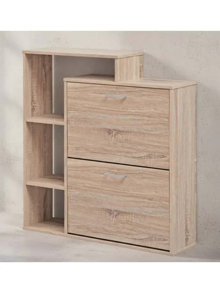 KADIMA DESIGN Garderoben<Moderner Schuhkipper MASSA Holz 2 Fächer Eiche 12 Paar Schuhe