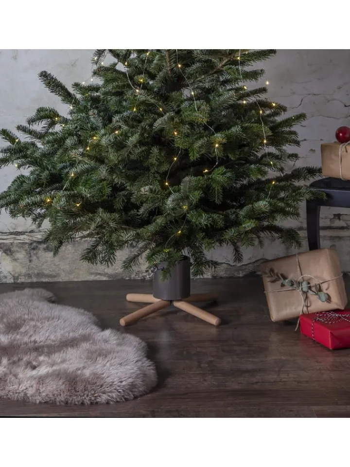 STAR Trading Künstliche Weihnachtsbäume<Moderner Weihnachtsbaumständer ,Granig' aus Metall und Holz, grau-natu