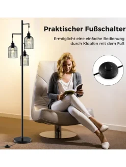 COSTWAY Stehleuchten<Moderne Stehlampe 169cm in Schwarz
