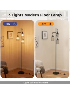 COSTWAY Stehleuchten<Moderne Stehlampe 169cm in Schwarz