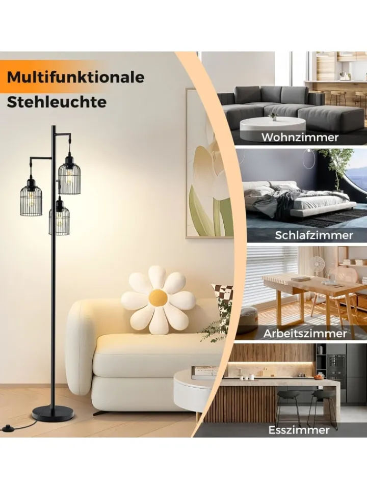 COSTWAY Stehleuchten<Moderne Stehlampe 169cm in Schwarz