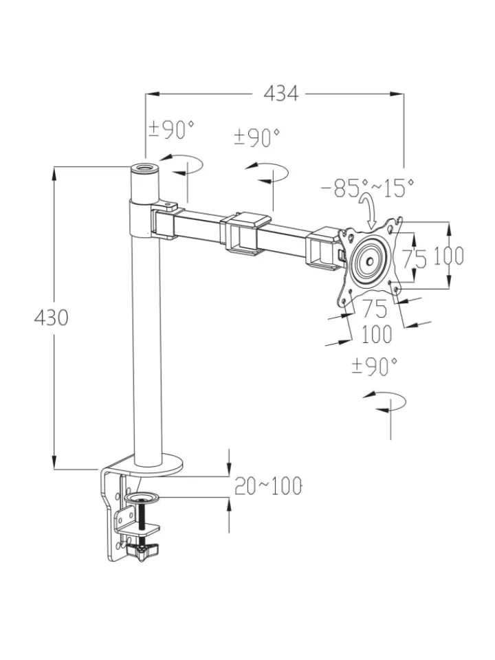 MCW Tv & Audio<Monitorhalter D38, Einarmig