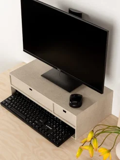 BigsoBox Büro- & Schulbedarf<Monitor-Stand "Ted" in Beige - (B)48,5 x (H)15 x (T)26 cm