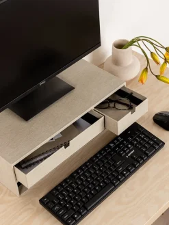 BigsoBox Büro- & Schulbedarf<Monitor-Stand "Ted" in Beige - (B)48,5 x (H)15 x (T)26 cm