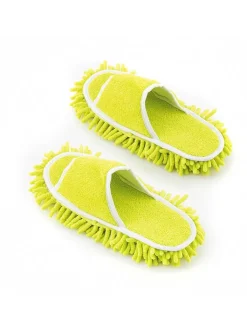 InnovaGoods Putz- & Waschutensilien<Mopp-Pantoffeln in Limette - (B)27 x (H)4 x (T)11 cm