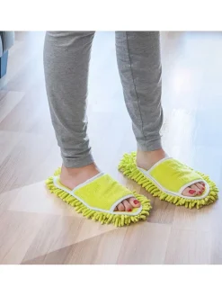 InnovaGoods Putz- & Waschutensilien<Mopp-Pantoffeln in Limette - (B)27 x (H)4 x (T)11 cm