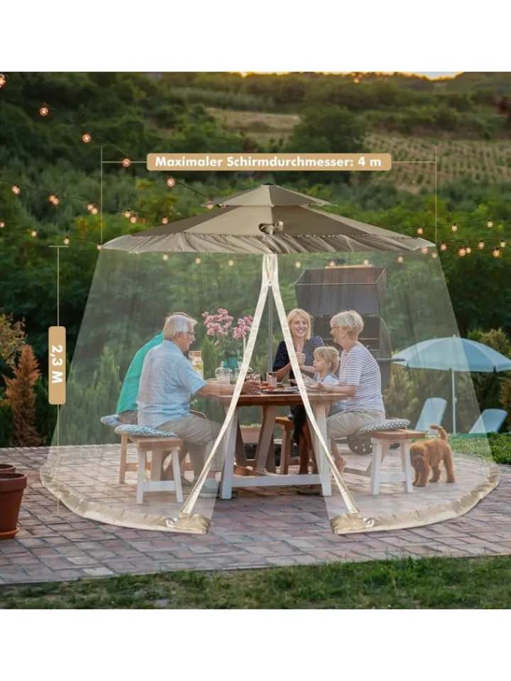 COSTWAY Gartenmöbel<Moskitonetz für 2,5-3m Pavillon in Beige