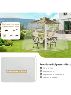 COSTWAY Gartenmöbel<Moskitonetz für 2,5-3m Pavillon in Beige