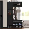 ABRIHOME Garderoben<Multifunktionale Schuhschrank mit Bank und Stauraum in Schwarz