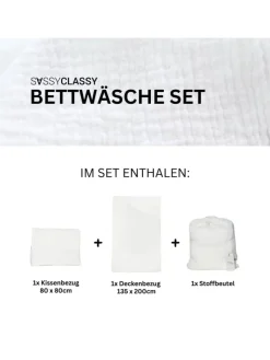 SASSYCLASSY Bettwäsche & Bettwaren<Musselin Bettwäsche in Weiß