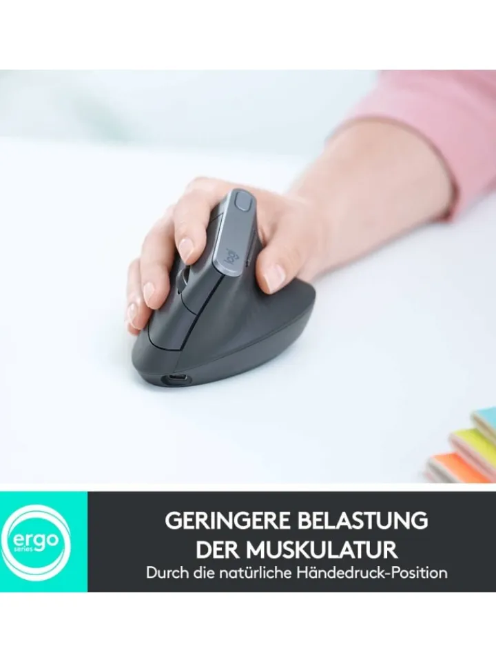 Logitech Tablets, Konsolen & Elektronisches Spielzeug<MX Vertical Maus für ergonomische Handhaltung und präzise in Schwarz