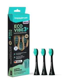happybrush Zahn & Mundpflege<Nachfüllpack "Eco V3+ Refills (Black-Mint) soft" in Schwarz