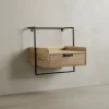 KADIMA DESIGN Tische<Nachtkonsole für Wandmontage 44x45x35 cm Mango Massivholz Hellbraun, in Beige