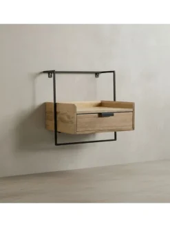 KADIMA DESIGN Tische<Nachtkonsole für Wandmontage 44x45x35 cm Mango Massivholz Hellbraun, in Beige