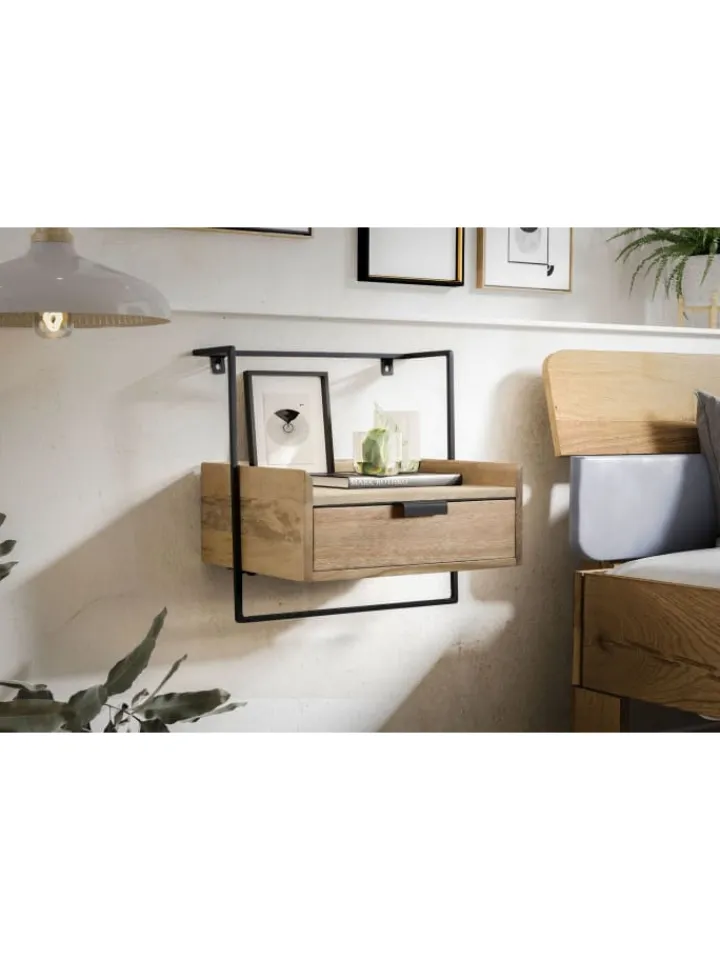 KADIMA DESIGN Tische<Nachtkonsole für Wandmontage 44x45x35 cm Mango Massivholz Hellbraun, in Beige