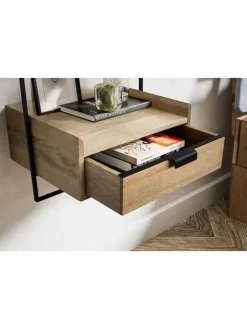 KADIMA DESIGN Tische<Nachtkonsole für Wandmontage 44x45x35 cm Mango Massivholz Hellbraun, in Beige