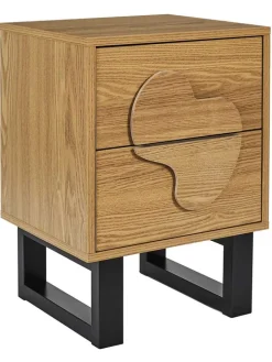 Rétro Chic Tische<Nachttisch ''Calypso'' in Hellbraun - (B)40 x (H)55 x (T)35 cm