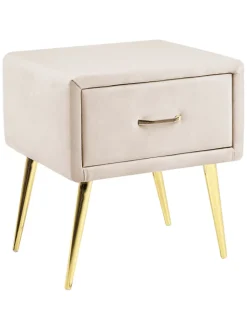 Beliani Tische<Nachttisch FLAYAT in Beige/Gold/Roségold - (W) 46 x (H) 49 x (L) 38 cm