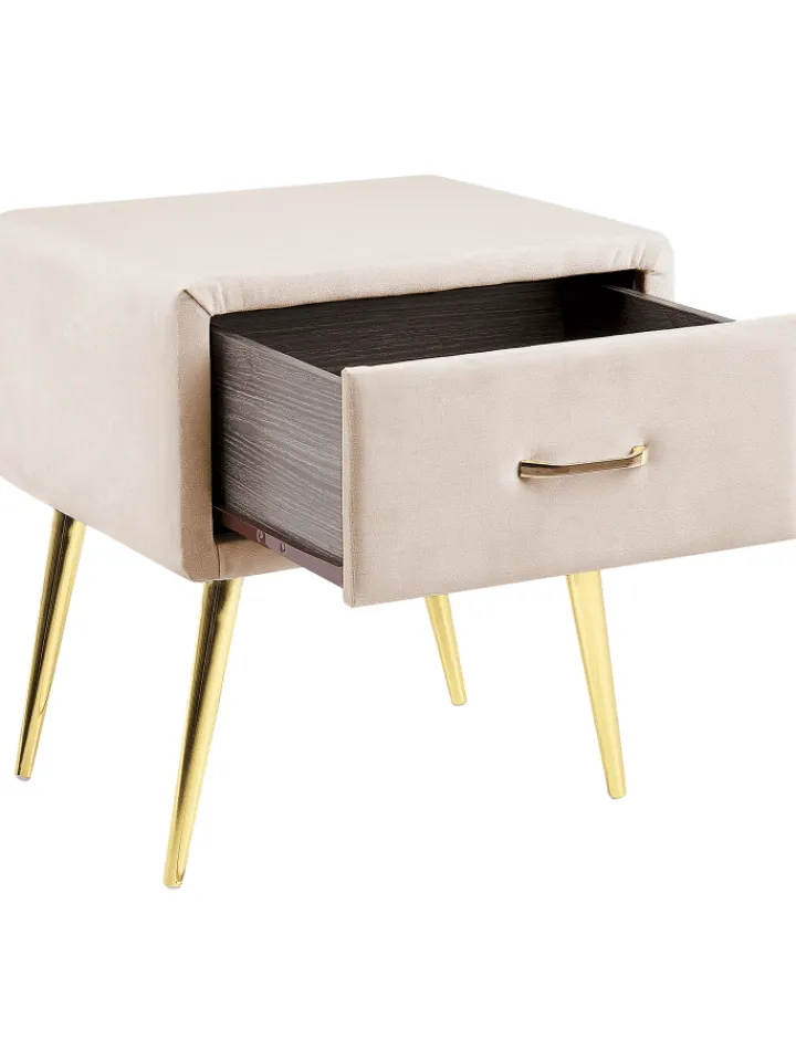 Beliani Tische<Nachttisch FLAYAT in Beige/Gold/Roségold - (W) 46 x (H) 49 x (L) 38 cm