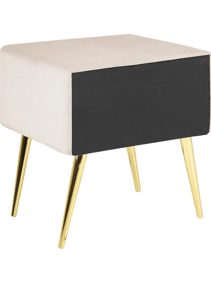 Beliani Tische<Nachttisch FLAYAT in Beige/Gold/Roségold - (W) 46 x (H) 49 x (L) 38 cm