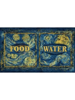 Paws&Whiskers Katzen<Napfunterlage in Blau/ Gelb - (L)40 x (B)70 cm