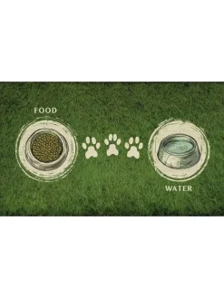 Paws&Whiskers Katzen<Napfunterlage in Grün - (L)40 x (B)70 cm