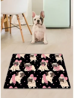 Paws&Whiskers Katzen<Napfunterlage in Schwarz/ Rosa/ Beige - (L)40 x (B)60 cm