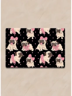 Paws&Whiskers Katzen<Napfunterlage in Schwarz/ Rosa/ Beige - (L)40 x (B)60 cm