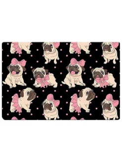 Paws&Whiskers Katzen<Napfunterlage in Schwarz/ Rosa/ Beige - (L)40 x (B)60 cm