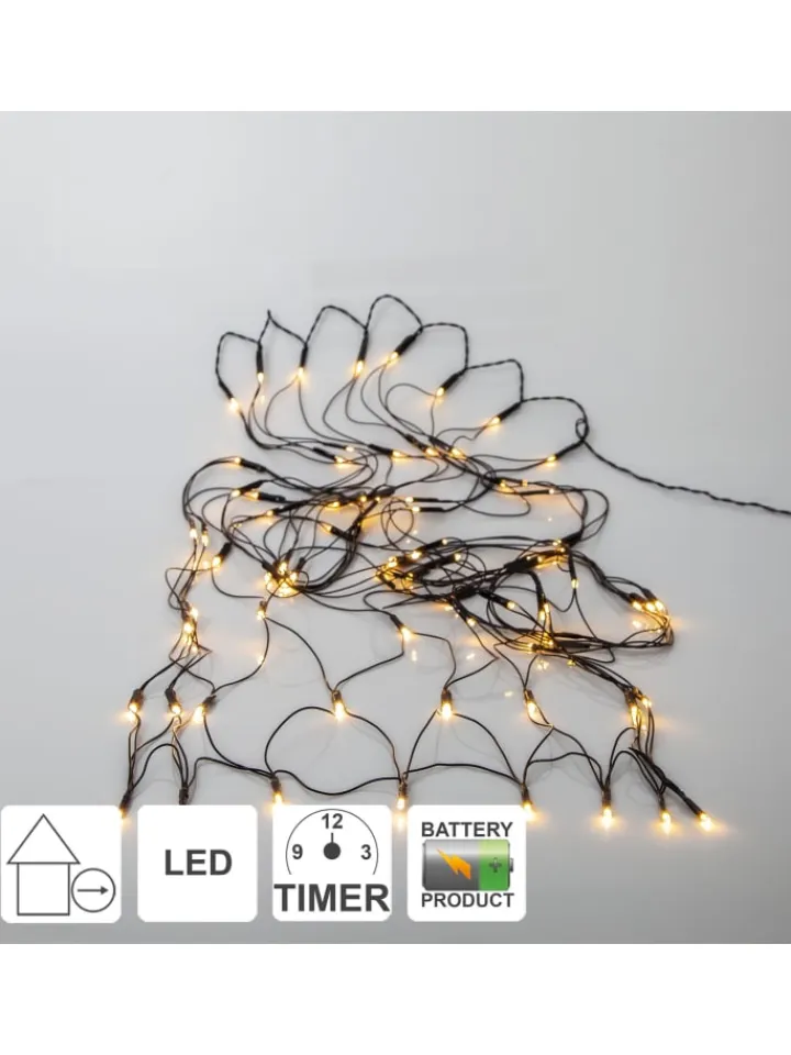 STAR Trading Lichterketten & Dekobeleuchtung<Netz LED-Lichterkette ,Akku, Batterie, warmweiß, outdoor, 80 LEDs, 15