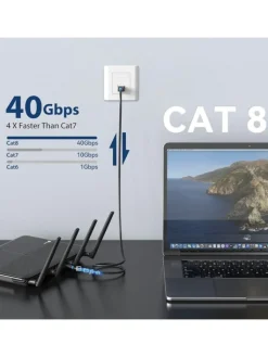 Wisam® Tablets, Konsolen & Elektronisches Spielzeug<Netzwerkkabel CAT8 SFTP RJ45 Ethernet 40Gbps 8m Schwarz