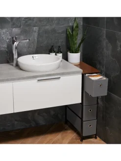 relaxdays Regale & Schränke<Nischenregal in Braun/ Grau - (B)20 x (H)76 x (T)48 cm
