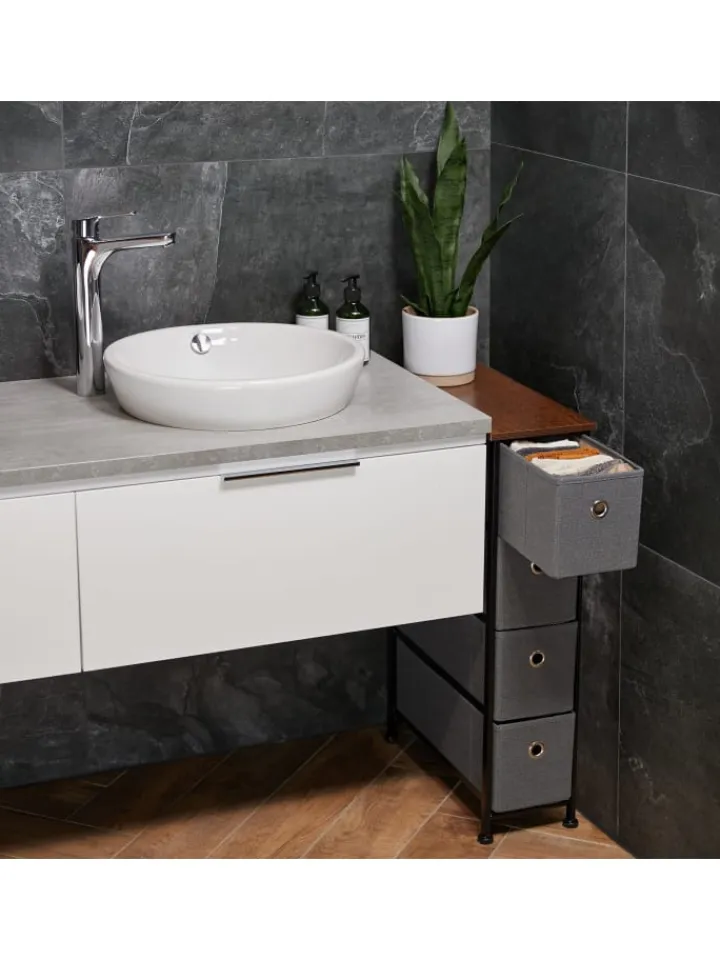 relaxdays Regale & Schränke<Nischenregal in Braun/ Grau - (B)20 x (H)76 x (T)48 cm