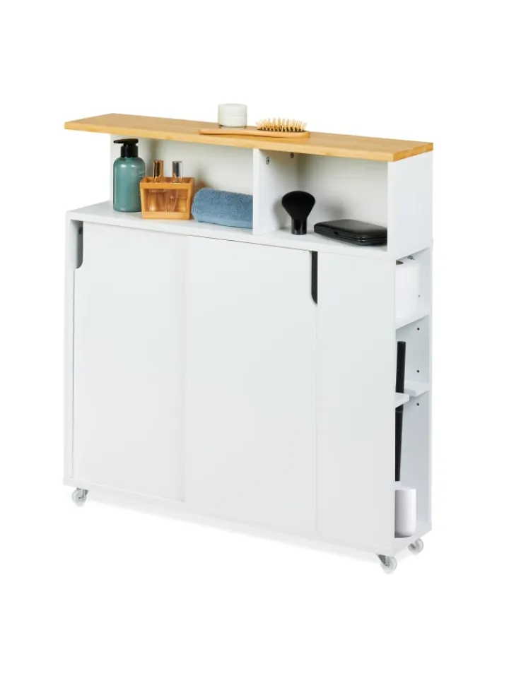 relaxdays Regale & Schränke<Nischenschrank in Weiß/ Natur - (B)17 x (H)79 x (T)75 cm