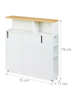 relaxdays Regale & Schränke<Nischenschrank in Weiß/ Natur - (B)17 x (H)79 x (T)75 cm