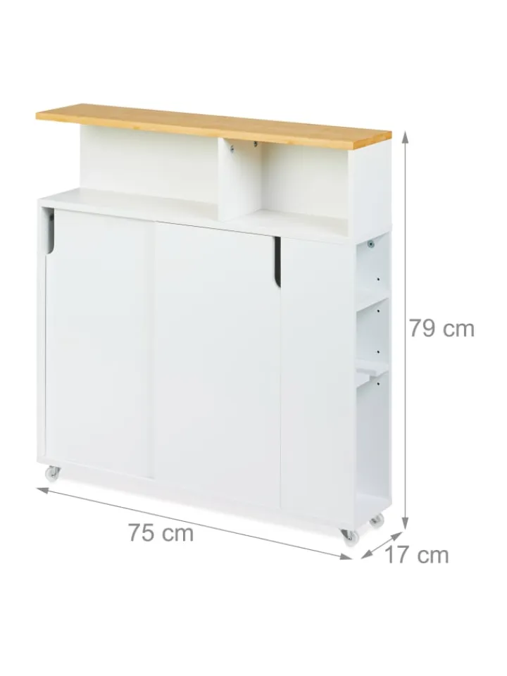 relaxdays Regale & Schränke<Nischenschrank in Weiß/ Natur - (B)17 x (H)79 x (T)75 cm