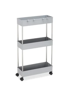 relaxdays Regale & Schränke<Nischenwagen in Grau - (B)15,5 x (H)70 x (T)40,5 cm