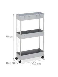 relaxdays Regale & Schränke<Nischenwagen in Grau - (B)15,5 x (H)70 x (T)40,5 cm