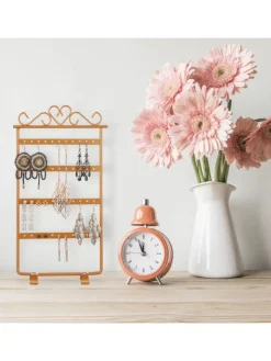 relaxdays Schmuckkästen<Ohrringhalter in Bronze - (B)16,5 x (H)30,5 x (T)6,5 cm
