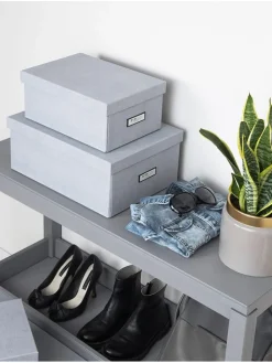 BigsoBox Kisten & Körbe<Ordnungsbox in Hellgrau - (B)22,5 x (H)13,5 x (T)31,5 cm