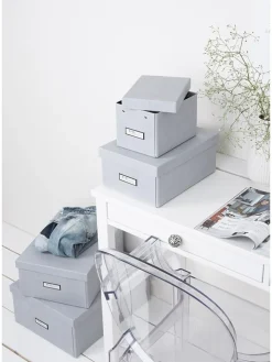 BigsoBox Kisten & Körbe<Ordnungsbox in Hellgrau - (B)22,5 x (H)13,5 x (T)31,5 cm