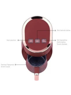 Korkmaz Küchenelektronik<Otantik Kaffeemaschine 700W ideal für türkischen Kaffee & heiße Milch in Rosa