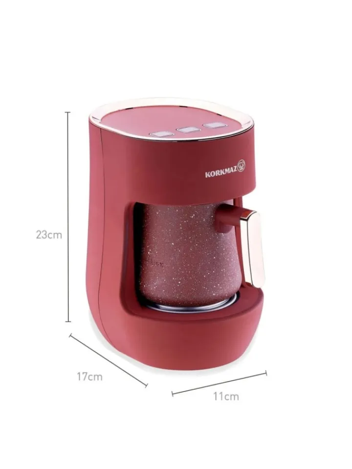 Korkmaz Küchenelektronik<Otantik Kaffeemaschine 700W ideal für türkischen Kaffee & heiße Milch in Rosa