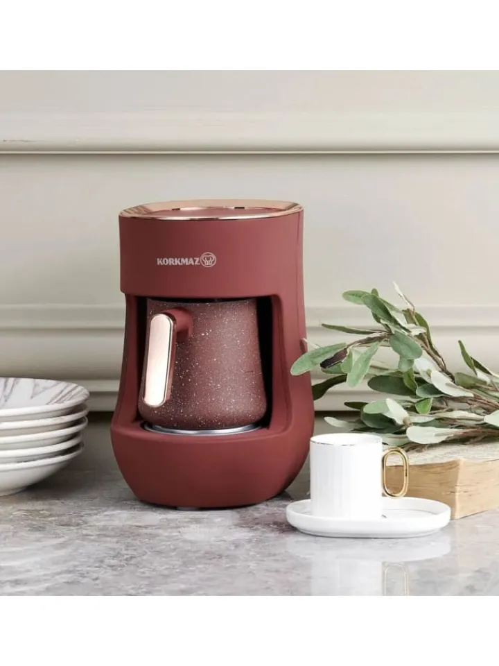 Korkmaz Küchenelektronik<Otantik Kaffeemaschine 700W ideal für türkischen Kaffee & heiße Milch in Rosa