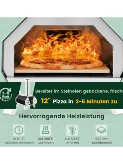 COSTWAY Grillen|Küchenelektronik<Outdoor Pizzaofen in Schwarz