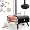 COSTWAY Grillen<Outdoor Pizzaofen in Schwarz
