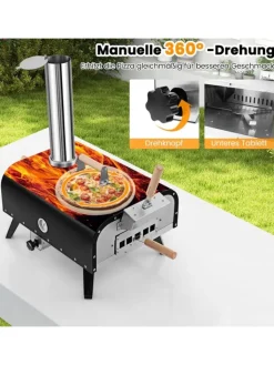 COSTWAY Grillen<Outdoor Pizzaofen in Schwarz