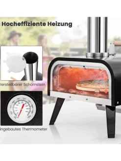 COSTWAY Grillen<Outdoor Pizzaofen in Schwarz
