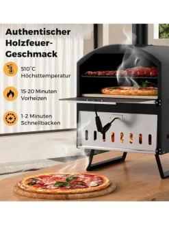 COSTWAY Grillen<Outdoor Pizzaofen in Schwarz